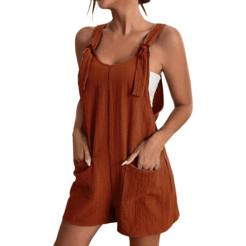 Women's Tie-Strap Romper W/ Pockets