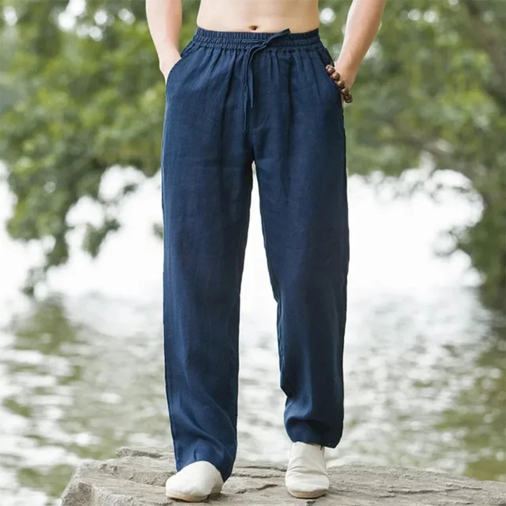 Men's Linen Blend Drawstring Pants