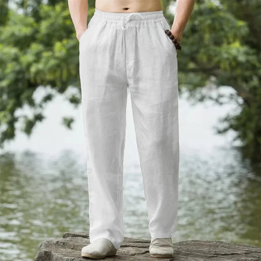 Men's Linen Blend Drawstring Pants