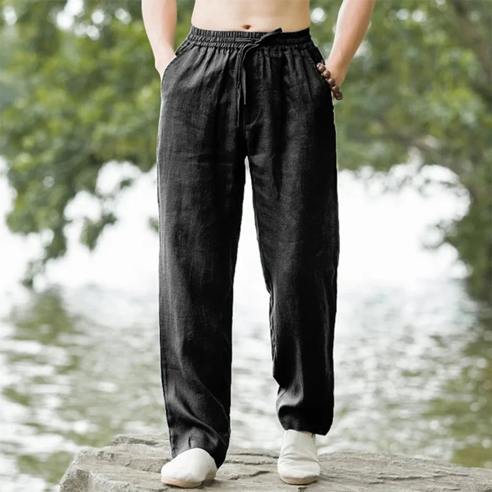 Men's Linen Blend Drawstring Pants