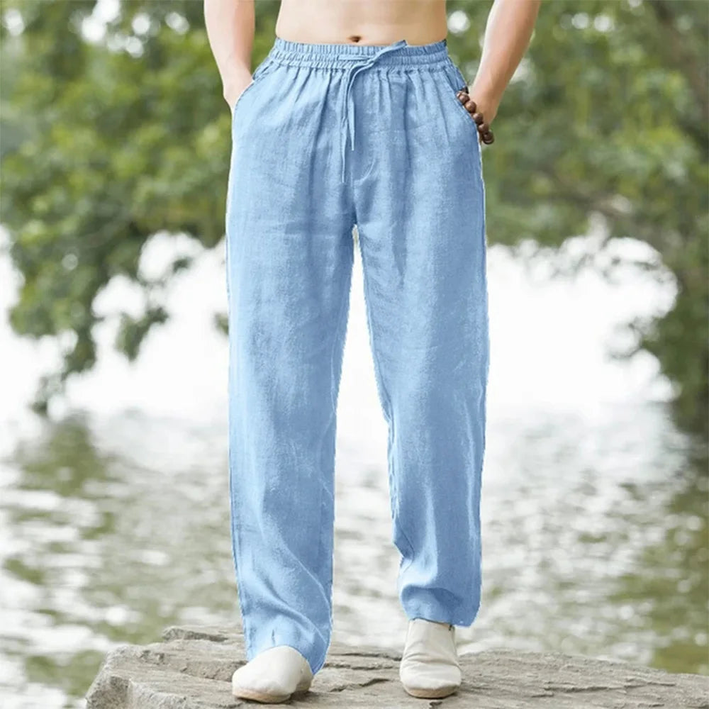 Men's Linen Blend Drawstring Pants