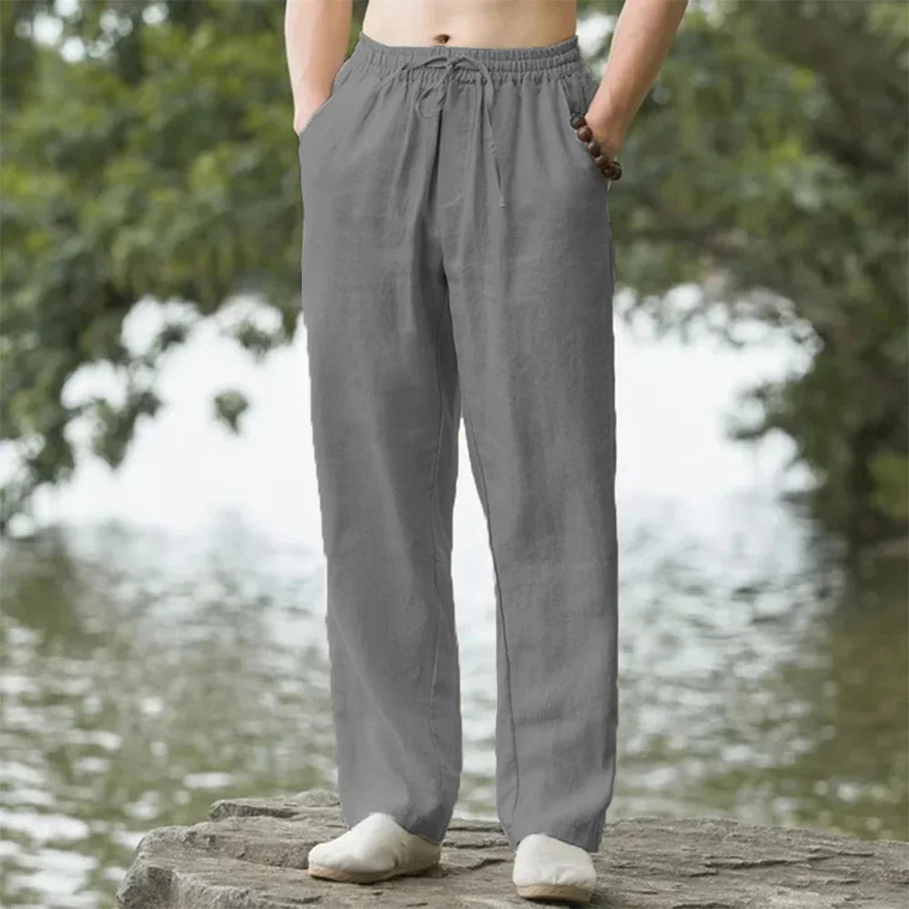 Men's Linen Blend Drawstring Pants